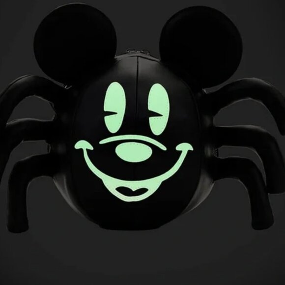 Loungefly Disney Stitch Shoppe Mickey Mouse Glow Spider Crossbody Bag Halloween - Picture 4 of 5